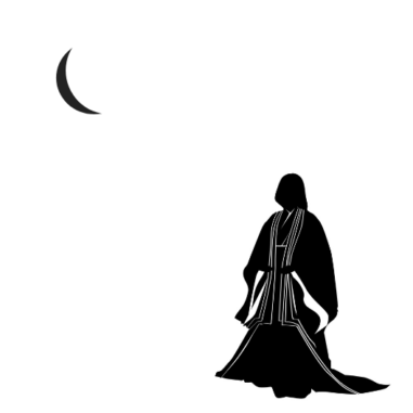 平安貴族の女性と月のイラスト