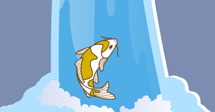 鯉が滝を登るイラスト